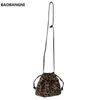 Shoulder Bags Fashion Plush Retro Leopard Bag Women's Winter Messenger Drawstring Mini Handbag Cute Crossbody Designer