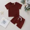 Clothing Sets Summer Unisex Baby Cotton Linen Pcs Suit Short Sleeve Round Neck Tshirt with Elasctic Shorts Casual Girls Boys Home Wear