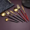 Conjuntos de utensílios de jantar 5pcs/conjunto 304 Calhas de aço inoxidável Conjunto