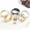 Ringos de cluster J￳ias de a￧o inoxid￡vel com listras foscas para homens amantes casal casal Gold Gold Plated Party Gift No Fade W DHDGX