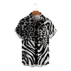 Camicie casual maschile estate a manica corta maschile harajuku black leopard stampare shirt beach bottone hawaian