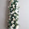 Fila de flores artificiales de lujo, decoración de fondo de boda, arreglo citado en la carretera, accesorios de decoración de arco Floral para fiesta