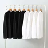 Men's T Shirts Cotton Long Sleeve Round Neck Men's T-Shirt 220g Solid Streetwear Clothing Oversized Tops Loose Fashion Woman Blouses