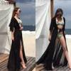 Açık tişörtler moda kadınlar yaz düz renkli kısa kollu gevşek seksi plaj elbise tatil mayo örtü kapak J230214