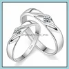 Casal Rings S925 Carimbo Sier Sier Moda J￳ia de Moda de Crystal Zircon Ring para homens e mulheres Droga D￪ dhot8