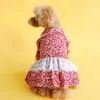 Dog Apparel Pet Teddy Schnauzer Small Spring Red Floral Skirt Pomeranian Chihuahua Bichon Puppy Clothes