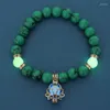 Charm Bracelets Luminous Natural Stone Bracelet For Women Men Glow In The Dark Jewelry Lotus Elephant Fluorescence 2023 Fashion