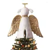 Christmas Decorations 11 Inch Golden Angel Dog Tree Toppers Ornaments Creative Cloth Treetop Hat For Xmas Holiday Party