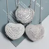 Abendtaschen Herz Quadratische Form Voller Strass Umhängetasche Frauen Metall PU Münze Schlüssel Lippenstift Mini Handtasche Show Party Kette Umhängetasche