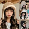 Berets Korean Style Trendy Ear Flap Sztuczny jagnięcy wełniane rowerowe czapkę wiatroodporną zapinanie klamry na zewnątrz