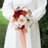 Decorative Flowers Wedding Bouquet Decoration Ribbon Handmade Fake Bridal For Prom Anniversary Proposal Birthday Women