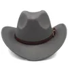 Wide Brim Hats Bucket 3 Sizes Parentchild Men Women Kids Children Woolen Western Cowboy Hat Sunhat Party Travel Outdoor Cap Classical Retro 230214