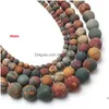 Stone 8Mm Natural Beads Dl Polish Matte Picasso Round Loose For Jewelry Making 15Inches 410Mm Drop Delivery Dhgarden Dh9Wy