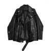 Kvinnorjackor Spring Autumn Faux Leather Women Lose Casual Coat Kvinnliga Drop-Shulder Motorcyklar Lokomotiv outkläder