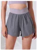 TOPS LU YOGA Women's Fake Two-Piece Sports Shorts Hög midja