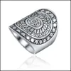 Band Rings Pretty Sier Plated Ring For Women Ethnic Vintage Unique Carving Tibetan Totem Trendy Beach Jewelry Drop Delivery Dhz2H