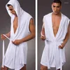 Restas de dormir de alta qualidade masculinas vestes de banho com capuz homens sexy quimono sem mangas pijama roupas caseiras soltas pm pijamas de banho de banho