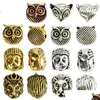Outros 10pcs/saco antigo Gold Sier Owl Lion Buddha Cabe￧a Spacer Breads Diy Bracelets para Acess￳rios para J￳ias Dr Dhgarden Dh93k