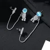 Dangle Earrings Crystal Space Astronaut Series One-piece Long Metal Ear Clip 2023 Geometric Pendant Female Gift