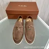 Designer Loropiana Charms Sapatos Primavera e outono Couro genuíno LP Sapatos lefu Soo British Style One Step Lazy Casual Saple Shoes Mulheres DXRT