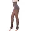 Damen -Leggings Frauen sexy warmer Bauch Schritt zu Fuß Gesäß durchscheinende Hosen hoher Taillenfischknochenideologie