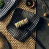 Tallrikar 10-tums kreativ keramisk sushiplatta japansk stil oregelbunden platt svart frukost hemlagad maträtt mellanmål