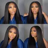 Human Hair s Kinky Straight Lace Front For Black Women Glueless Synthetic Yaki Pre Plucked with Baby Afro 230214