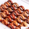 Cluster Rings Wholesale 36Pcs/Lot Fashion Tree Timber Pattern Retro Wooden Natural Simplicity Jewelry For Women Men Lovers Coup Dhchu