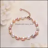 Beaded Strands Natural Freshwater Barock Pearl Armband Bangles For Women Beads Jewely Elastic Charm Armband Drop Delivery Dhuos