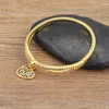 Pulseira AIBEF Vintage Coração Pingente Bangles Para Mulheres Cobre Zircão Cor Dourada Charms Pulseira Meninas Moda Jóias Presente