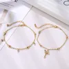 Anklets Vienkim Bohemian Crystal for Women Boho Bead Moon Star Anklet Multilayer Foot Bransoletka na nogi biżuteria plażowa