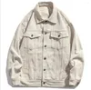 Herenjacks 2023 Autumn Winter Retro Patch losse jas jas Men Street Japanse bedrukte bovenkleding Casual tops W1370