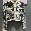 projektant mody projektant swetry geometryczne wzory medusa słodkie eleganckie swetra z długim rękawem pojedynczy piersi kolor kontrastowy miękki dzianin