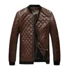 Mäns päls faux 2023 Spring Leather Jacket Men Casual Pu Coat Mens Diamond Lattice Fashion Jackets and Coats