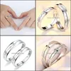 Casal Rings 2pcs adoram eletrocardiograma de cora￧￣o ajust￡vel para amante valentinaDay presente de noivado de noivado de noiva Droga Drop Drop Drop Dhhoq