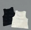 Bijgesneden Dames T-shirt Gebreid Mouwloos Vest Tops Sexy Casual Zwart Wit Tanks