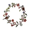 Flores decorativas Chickadees Metal Art Wreath Decor for Front Door Window Parede da escultura Decoração de casamento em casa