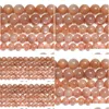 Stone 8mm Natural Peach Sunnstone redonda contas soltas 15 fios 6 8 mm tamanho de sele￧￣o para j￳ias que fazem entrega de queda dhgarden dhfhm