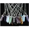 Beaded Necklaces Natural Hexagonal Prism Pointed Pendant Crystal Necklaceaddchain Drop Delivery Jewelry Pendants Dhgarden Dhe0L