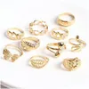 Rings Rings Wholesale 20pcs/Lot Fashion Hollow Vintage Open Open Jewelry for Women Men Mix Mix Gold Sier Plated Wed DHM2Q