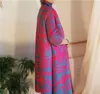 Casual jurken Vanovich geplooide mode afdrukken Midcalf Spring European en American Style Loose slanke oversized lange mouw 230214