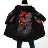 Men's Wool & Blends Oni Mask Tattoo 3D Over Printed Cloak Hoodie For Men And Women Winter Fleece Wind Breaker Warm Hood Kend22