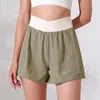 Faux short de sport deux pièces pour femmes, haut Lu yoga, taille haute, anti-éblouissement, entraînement de course, fitness, marathon, 315D