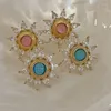 Studörhängen färsk solblomma enkelt för kvinnor söt opal snygg delikat