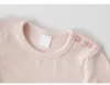 Tシャツ秋の綿の幼児ボトムトップ女の女の子長袖Tシャツソリッドキッズボーイズチルドレンティーヘッドバンド230214