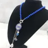 Collane con ciondolo Gioielli con collana di perle blu con strass fatti a mano della sorellanza greca ZPB 1920