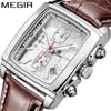 Wristwatches MEGIR Brand Men's Watch Multi-function Sports Leather Strap Rectangular Dial Men Watches Luminous Reloj Hombre Clock