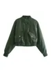 Kvinnorjackor Yenkye Autumn Women Army Green Bomber Jacket Vintage Långärmad Zipper Kvinna Kort Ytterkläder Chic Topps 230214