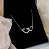 Pendant Necklaces Fashion Double Love Heart Charm Pendent Necklace Romantic Choker For Women Girls Jewelry Dz329Pendant