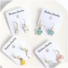 Hoop Hie 20 paires/lot mode belle porte-bonheur émail boucles d'oreilles bijoux pour femmes filles mignon coeur chat étoile lune Rabb Dh9Wu